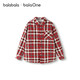 Balabala children's clothing boys' shirts children's big children's clothes new autumn and winter velvet jackets warm plaid shirts versatile red tone 00366 120