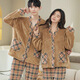 Fenton 2025 Autumn and Winter New Coral Velvet Plaid Couple Pajamas Can Be Weared Outside Age-Reducing Coffee Color Coffee Plaid Women F001 L