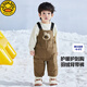 G.DUCKKIDS high-end children's down silk pants boys and girls overalls winter thickened baby down silk pants baby wear inside and outside A coffee color bear 90 cm