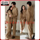 FENTENGG anti-static flannel couple pajamas for women winter warm thickened coral velvet men's home wear set 64305 warm coffee-female XL