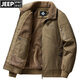 Jeep (JEEP) fleece jacket men's winter warm thickened pilot jacket pure cotton workwear casual cotton coat men's large size cotton jacket camel XL recommended weight 150Jin Jin equals about 0.5 kg