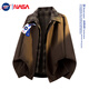 WHIM NASA autumn jacket men's loose trendy casual workwear jacket men's lapel fake two-piece trendy plus size tops black XL (120-140Jin Jin equals 0.5kg)