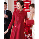 Paste Xi's mother-in-law Chinese style retro plus velvet thickened festive banquet dress wedding festive dress red 3XL