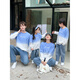 Tonghuai parent-child clothing autumn clothing 2025 new round neck long-sleeved sweatshirt for a family of three or four autumn and winter mother-child mother-daughter family clothing blue hanging dye (spring and autumn) sweatshirt 130 cm