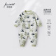 Cotton soft children's one-piece pajamas, winter baby warm clothespins, cotton boys' home clothes, autumn and winter sleeping bags, girls' jumpsuits, light green panda 60g thin cotton 80 36cm