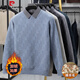 Pierre Cardin Solid Color Wool Sweater Men's Winter Henley Collar Middle-aged Thickened Wool Sweater Bottoming Knitted Bottoming Sweater Black M