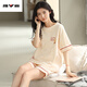 雅鹿2025年新款睡衣女夏季棉短袖两件套夏天家居服 YZT9857 M 女款 建议80-100斤