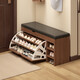 Shoe-changing stool at home, shoe cabinet and stool at the door, integrated bucket shoe rack, entrance good storage rack, flip-top sub-grid style, 100cm wilderness oak color
