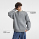 BODYDREAM BM Henry Collar Sweater Men's Seahorse Hair Lazy Pullover Casual Loose Retro Knitted Top Fashion Gray S 120Jin Jin is equal to within 0.5 kg