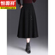 Hengyuanxiang Woolen Skirt Women's Autumn and Winter Long Skirt 2025 New Chinese Style High Waist Skirt Slim Umbrella Skirt Large Hem A-Line Skirt for Women Mocha Brown Autumn and Winter Woolen M 90-100Jin Jin is equal to 0.5 kg