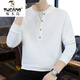 Woodpecker fake two-piece sweatshirt autumn men's Henry collar bottoming shirt 2025 spring and autumn new trendy brand loose long-sleeved T-shirt white M