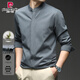 Pierre Cardin Men's Henry Collar Long Sleeve Shirt Chinese Style Shirt Men's Autumn New Casual Bottoming Shirt Chinese-style Iron-Free Top Men White L 120-140Jin Jin equals 0.5 kg