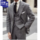Romon Peaky Blinders retro wool suit jacket autumn British tweed slim casual men's dress suit winter dark gray top XL