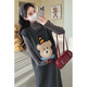Ranqi Mommy Maternity Wear 2025 Autumn and Winter New Korean Style Embroidered Cartoon Bear Sweater Vest Dress Knitted Bottoming Set Blue Suit L