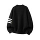 Henry collar sweater for men, autumn and winter warm outerwear, trendy brand lazy sweater, black L