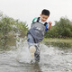 SEKOYA children's wading pants one-piece waterproof half-length rain pants rain boots beach baby stream fishing and sea play water wear equipment 2501J regular rubber sole 27 S (height 105-125CM)