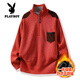 Playboy (PLAYBOY) sweater jacket for men in spring, autumn and winter Korean version simple turtleneck zipper for young men versatile plus velvet thickened sweater 854~light khaki M