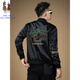 ROYAL PALM POLO SPORTS CLUB European station high-quality stand-up collar jacket for men spring and autumn 2025 new trendy sequin embroidered jacket casual baseball uniform black 2XL