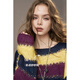 Fairy's Pocket Sequin Striped Contrast Color Sweater Women's 2025 Autumn and Winter New Lazy High-Quality Wool Sweater College Stripe Yellow M