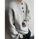 Yuyong Light Gray Henley Collar Plush Sweater Men's Winter Lazy Style Knitted Sweater American Retro Wool Sweater Light Gray Upgraded 90% Buyers Choose XL