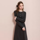 Sancai 2025 new winter knitted suit lace splicing wool sweater skirt two-piece set M
