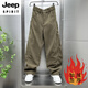 JEEP SPIRIT autumn and winter plus velvet 2025 American casual trousers men's machete pants loose straight corduroy sports trousers black plus * velvet XL 135-155Jin Jin equals 0.5 kg