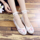 Weizhi ancient style Hanfu women's old Beijing cloth shoes ethnic style inner heightening lace embroidery WZ5001 white 38