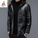 Scarecrow (MEXICAN) autumn and winter middle-aged and elderly leather jacket hooded men's leather jacket large size loose casual dad wear velvet thickened jacket 105 black 3XL 185170-190Jin Jin is equal to 0.5 kg