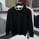 Playboy cleanfit henley collar sweater men's autumn and winter loose inner sweater lazy style fake two-piece off-white L