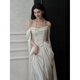 LISM International первая марка первой линии одно плечо Satin Light Sward Dress Bride Feel Super Fairy приветствуют гости с темпераментом Light Luxury Bride White S