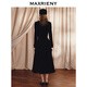 MAXRIENY Shopping mall same style French Hepburn style contrast collar waist shirt for women 25 winter style waist top black S