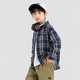 Duojia salt-style literary style boys' shirts 2025 autumn handsome and refreshing small blue checkered long-sleeved children's cotton tops blue checkered 130