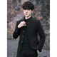 ROMON new style Chinese tunic suit suit men's trendy handsome slim Chinese stand collar performance wedding Tang suit jacket youth black top (single top) XL