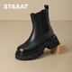 Saturday;ST/SAT women's boots Chelsea boots 2025 autumn and winter new thick-soled women's short boots chimney boots SSD4116CAV black 37