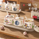 GPHF Japanese ceramic seasoning jar three-piece combination seasoning jar salt shaker home kitchen seasoning box combination set mixed three-piece set + spoon tray