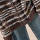 She Pool Contrast Color Striped Sweater Cardigan Women's 2025 Autumn New Style Lazy Casual Loose Round Neck Jacket