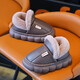 New autumn and winter cotton slippers for boys and girls, thick-soled non-slip indoor home furnishings, winter plus velvet warm cotton slippers for boys and girls, triangle T-Navy upgraded version 12 34/35 inner length 21CM