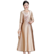 Seasonal champagne color grandma's dress autumn and winter new mother's wedding wedding banquet elegant mid-length dress 3 champagne gold 8010 M (90Jin Jin is equal to less than 0.5 kg)