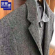Romon Peaky Blinders retro wool suit jacket autumn British tweed slim casual men's dress suit winter dark gray top XL
