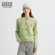 Teenie Weenie Zhao Lusi's same style Bear Girl Sheep Wool Knitted Cardigan 2025 Autumn New Sweater Mint S
