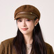 Jimmy Leaf Hat Octagonal Hat Beret Women's Autumn and Winter British Retro Versatile Painter Hat Showing Face Small Casual Peaked Hat Black One Size Adjustable (55-58cm)