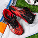 Children's football shoes Velcro breathable training shoes TF broken nails Boys Falcon 25 lawn competition special 6199 black and red 32