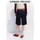 UR2025 autumn new women's denim fashion trendy contrasting color spliced ​​drawstring denim shorts UYL850151 blue 26
