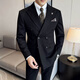 丨Li Lang丨Groom suit suit men's business casual formal double-breasted British suit wedding dress off-white L