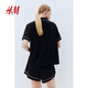 H&M Women's Summer Shirt Pajamas and Shorts Set 1173636 Black XXS 155_80