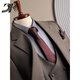 DK high-end men's suit suit men's double-breasted jacket casual business formal wear groomsman wedding suit two-piece brown (suit + trousers) 3XL 56 (145-158Jin Jin equals 0.5 kg)