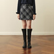 SEIFINI Meng Ziyi's same style slightly brushed slimming plaid long straight skirt 25 autumn slimming short skirt gray blue M