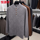 Hengyuanxiang Henry Collar Pure Wool Sweater Men's Winter New Old Money Style Casual Pullover Thickened Warm Knitted Sweater Premium Green S 105