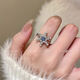 Blue zircon snowflake ring for women 2025 new niche design index finger ring versatile adjustable ring gravel ice blue ring