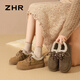 ZHR Birkenstock shoes for women winter short plush casual women's suede cowhide versatile cotton shoes for women EH278B camel 38